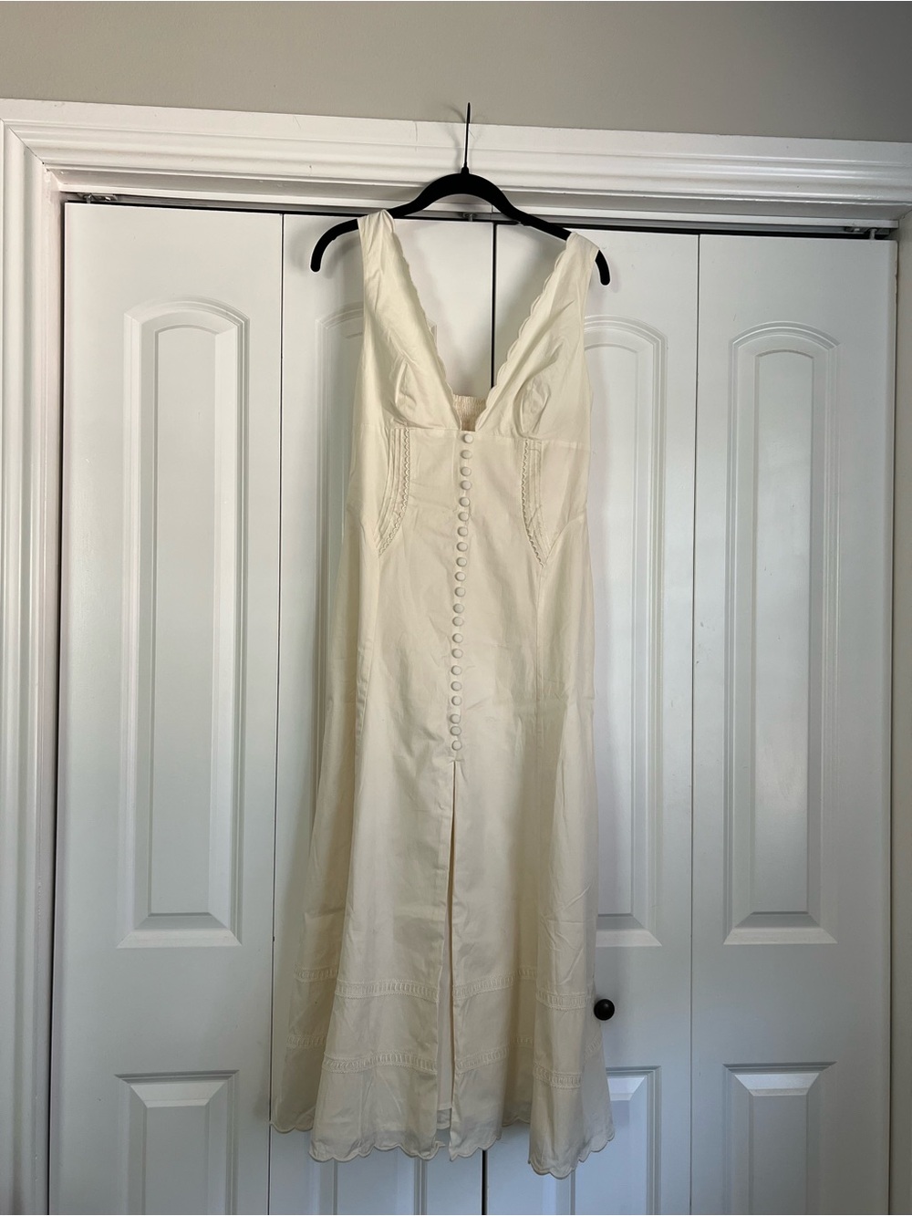 NWT Oh Polly Aralisse Ivory Cotton Poplin Midaxi Dress UK 10 / US 6
